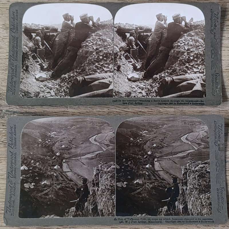 Lot of 15 Antique RUSSO-Japanese war stereoscope photo cards