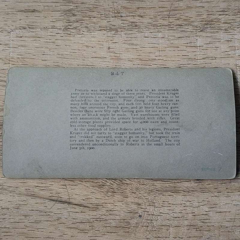 Boer War stereoscope card #11856 British troops entering Pretoria