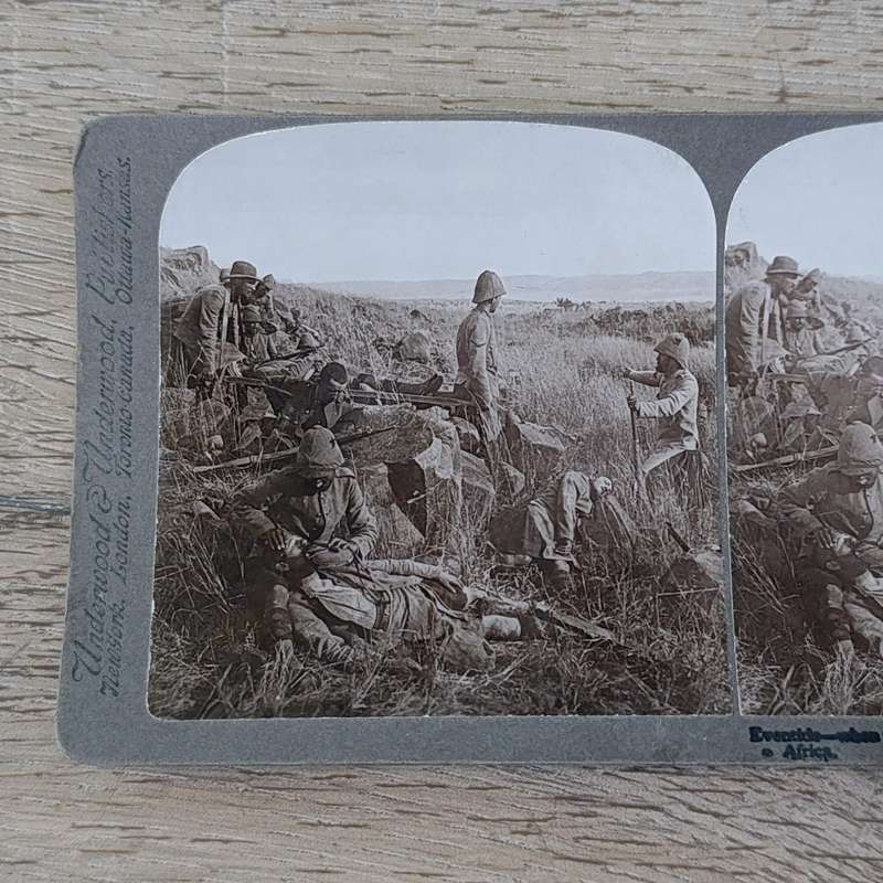 Boer War stereoscope card - Eventide - when the smoke of Battle cleared away - Driefontein