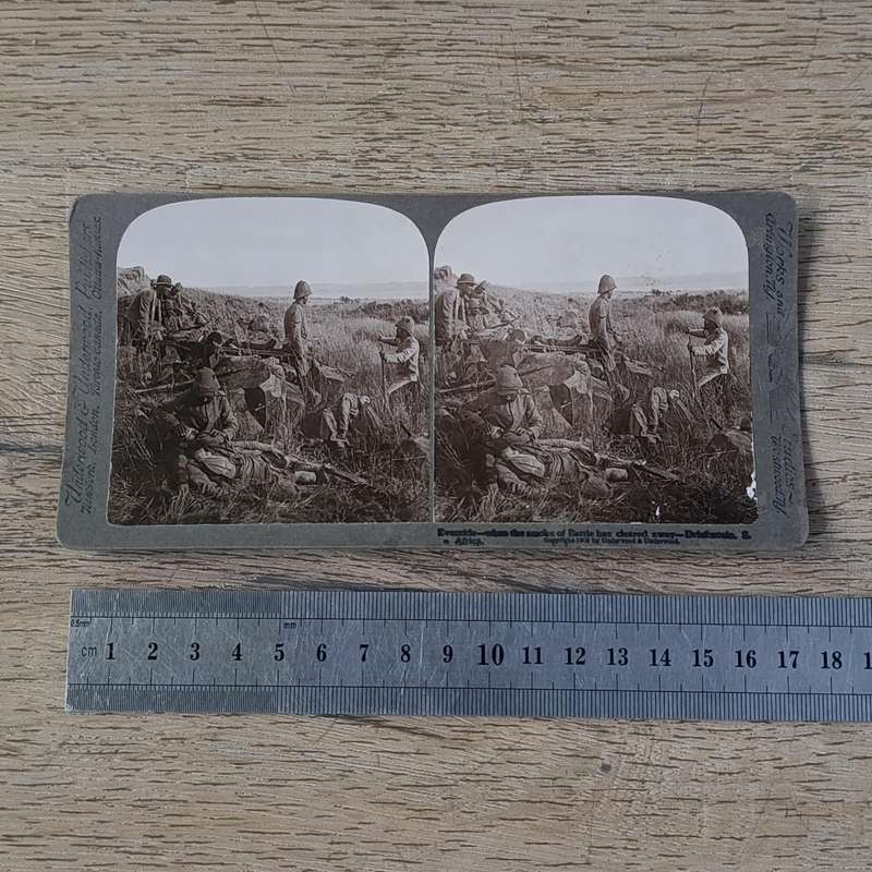 Boer War stereoscope card - Eventide - when the smoke of Battle cleared away - Driefontein