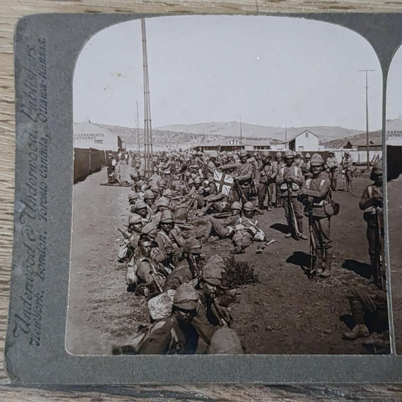 Boer War stereoscope card - Lord Robert's Army at Pretoria Iune 5th, 1900