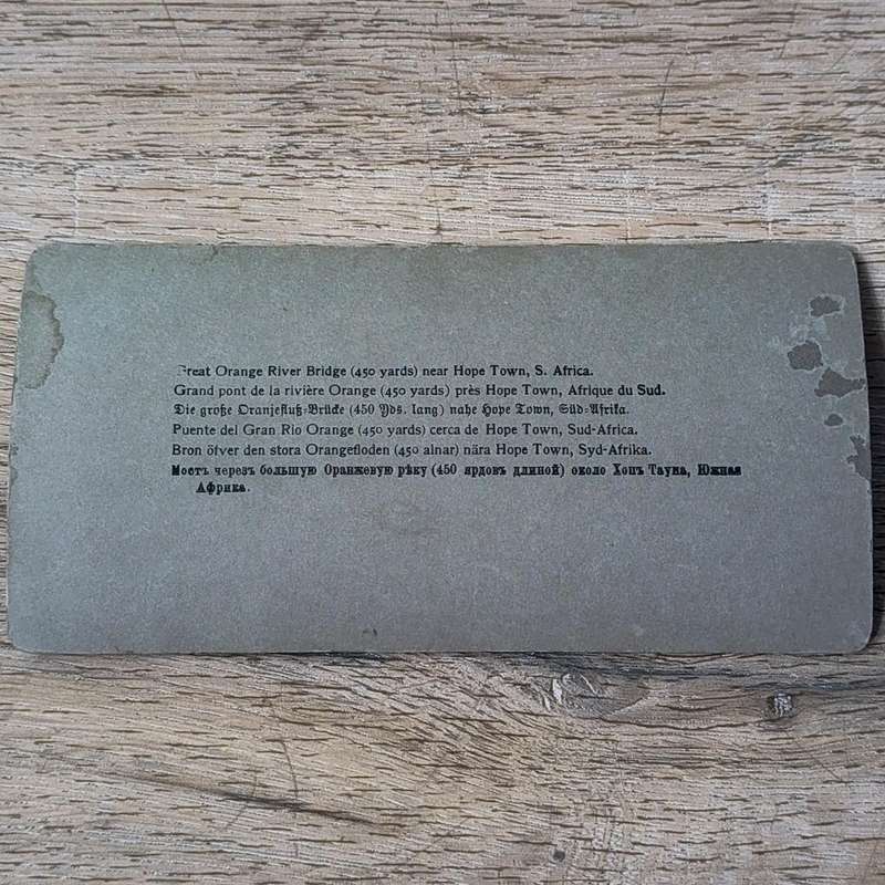 Boer War stereoscope card - Great Orange River Bridge which the Boers failed to destroy