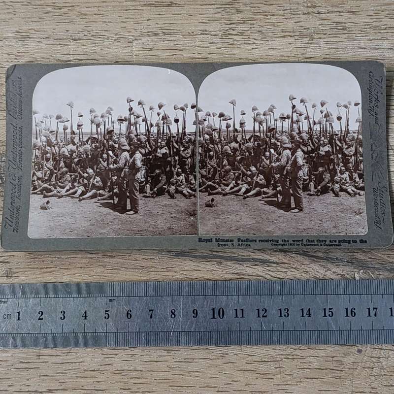 Boer War stereoscope card - Royal Munster Fusiliers