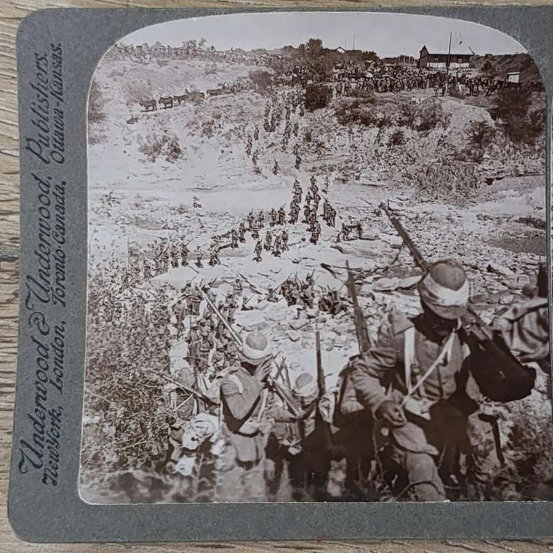 Boer War stereoscope card - Occupation of Brandfort after evacuation forced by splendid detour