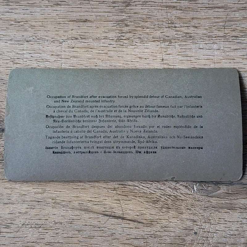 Boer War stereoscope card - Occupation of Brandfort after evacuation forced by splendid detour