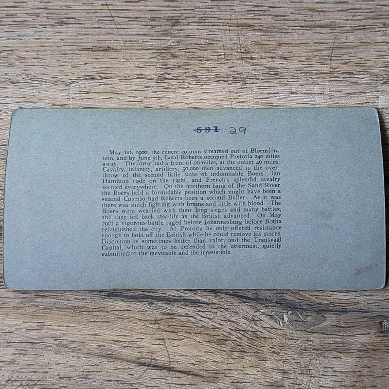 Boer War stereoscope card #11814 British Cavalry Halt on the veldt before the Advance on Pretoria