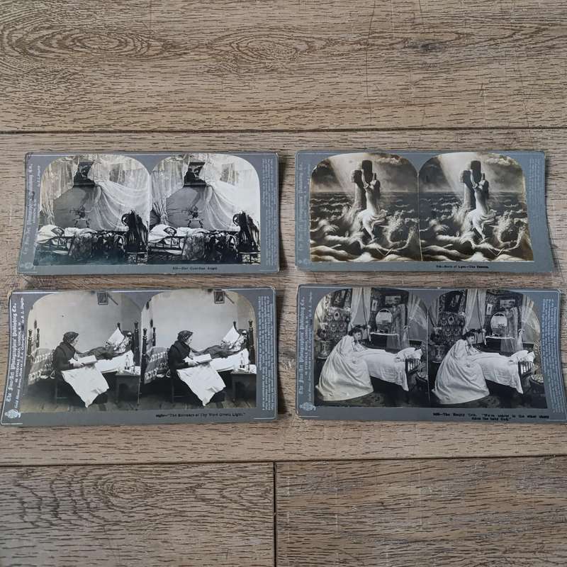 Lot of 4 Christians theme stereocards - antique