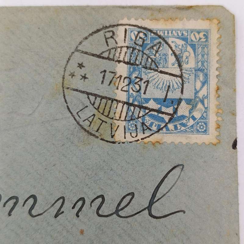 1931 Letter from Riga, Latvia to Port Elizabeth, South Africa with blue 30 Santimu stamp