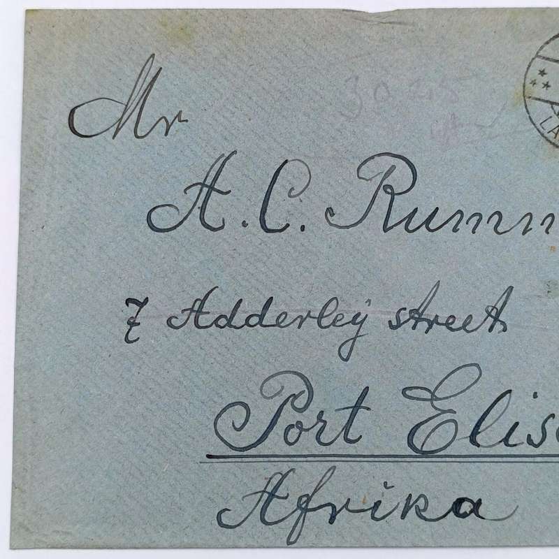 1931 Letter from Riga, Latvia to Port Elizabeth, South Africa with blue 30 Santimu stamp