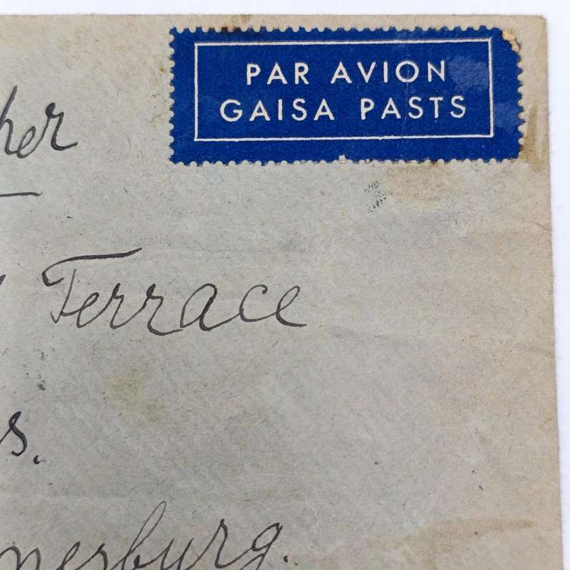 Wartime Latvian Airmail to South Africa - with 5 Latvian stamps cancelled 1940 - sent via Sweden