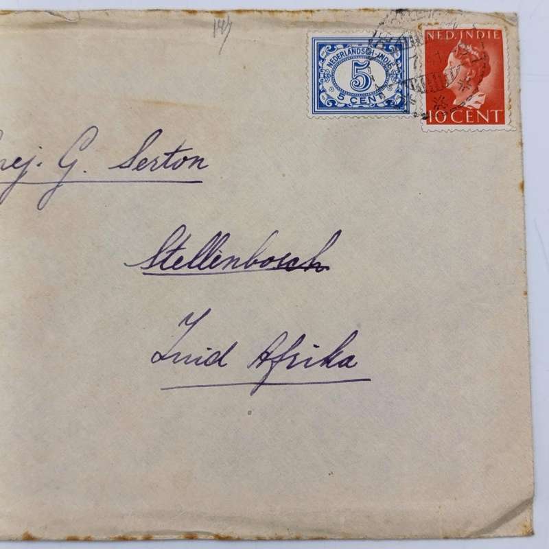 Censored WW2 cover Batavia to Stellenbosch, South Africa