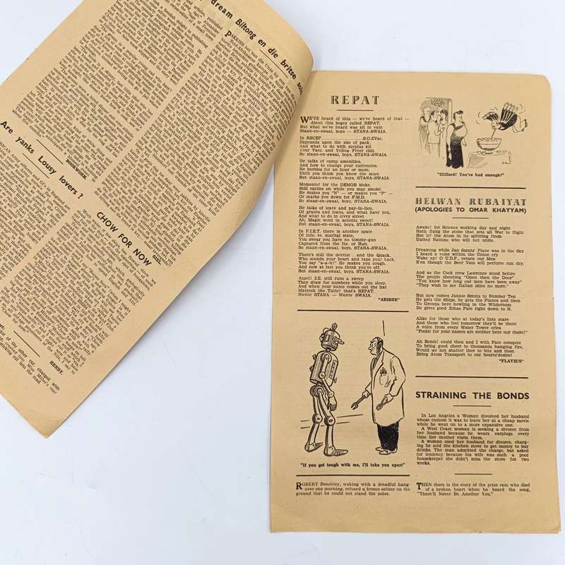 Original SA Forces newspaper at end of WW2 - HUIS-TOE - with  repatviation figures page