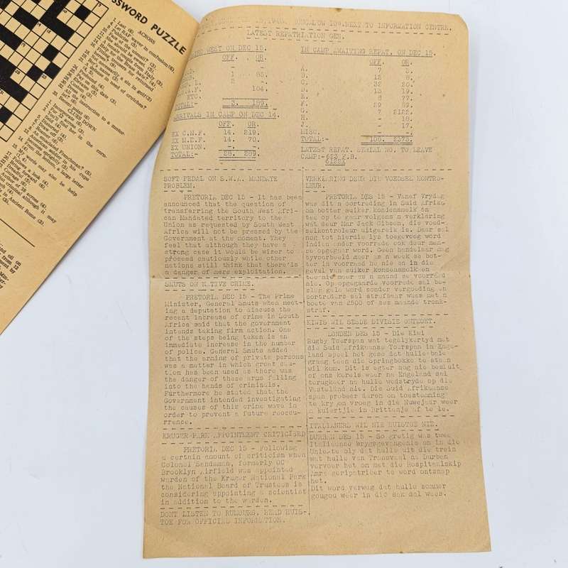 Original SA Forces newspaper at end of WW2 - HUIS-TOE - with  repatviation figures page