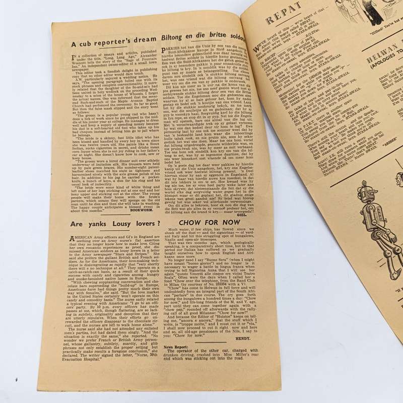 Original SA Forces newspaper at end of WW2 - HUIS-TOE - with  repatviation figures page