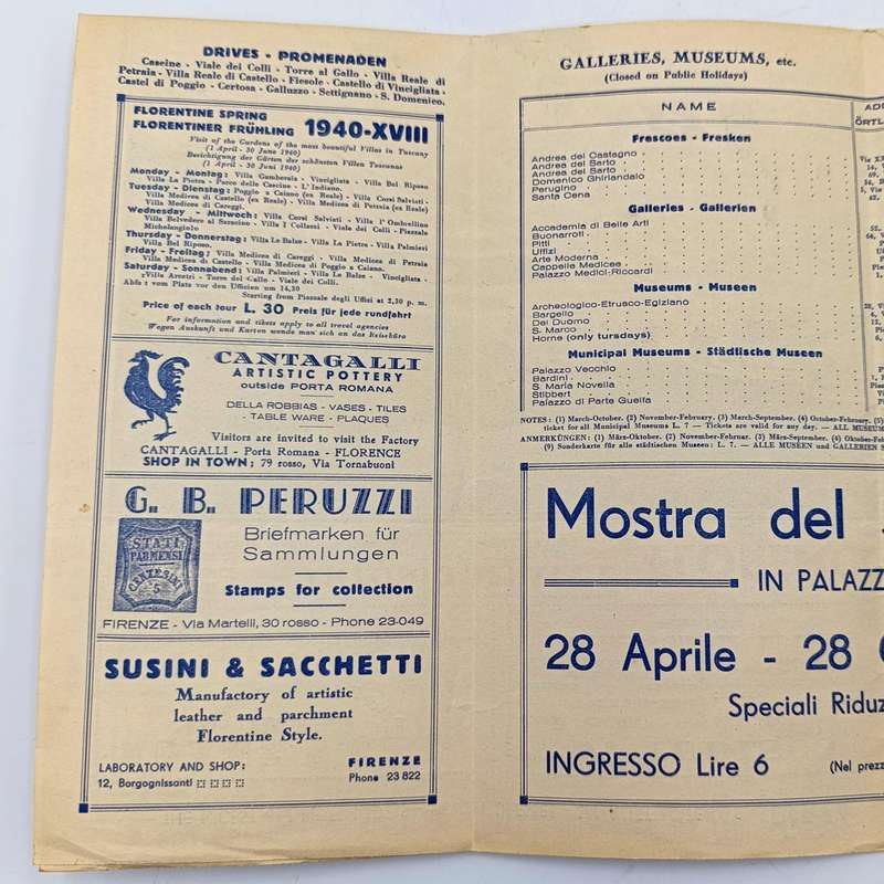 1940 WW2 period map of Florence, Italy brought back by Union soldier