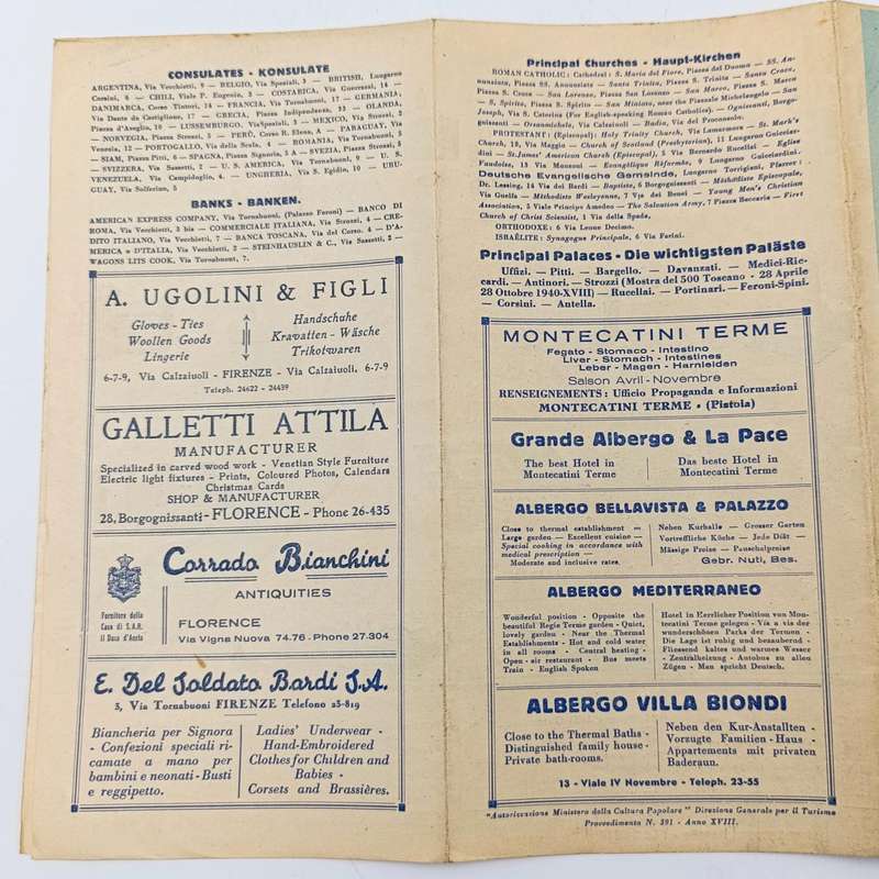 1940 WW2 period map of Florence, Italy brought back by Union soldier