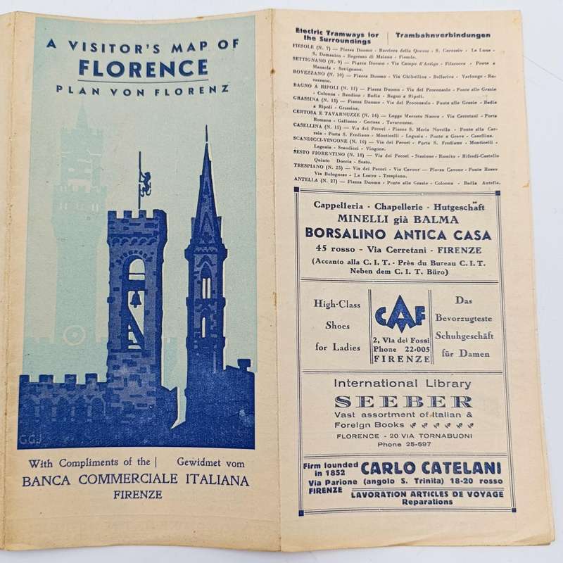 1940 WW2 period map of Florence, Italy brought back by Union soldier
