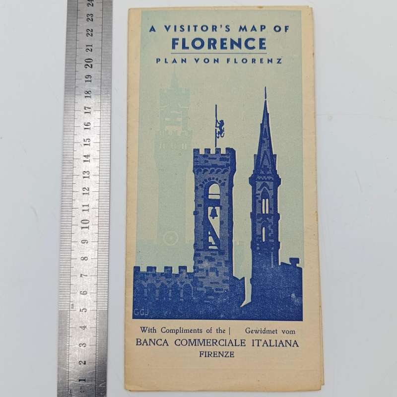 1940 WW2 period map of Florence, Italy brought back by Union soldier