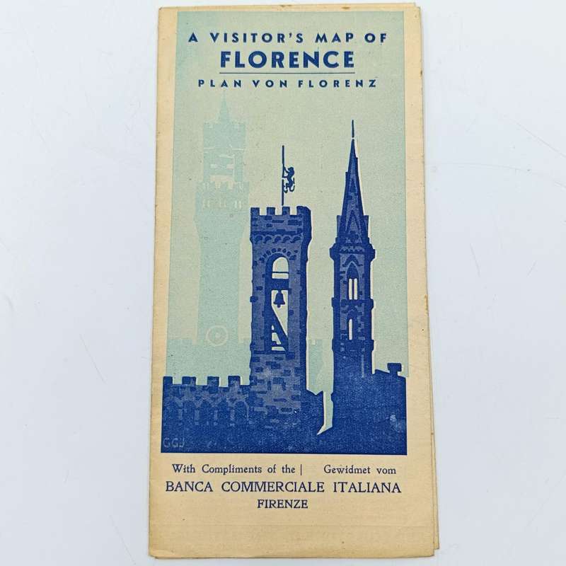 1940 WW2 period map of Florence, Italy brought back by Union soldier