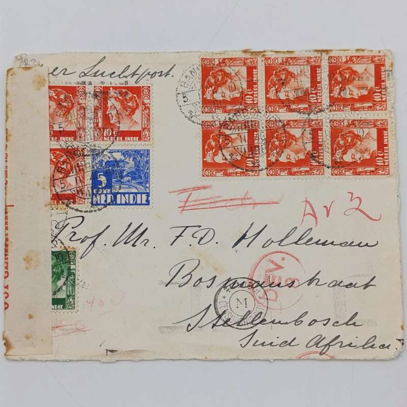 Airmail front with censor label plus Dev 8 and censorship Dept cancellations