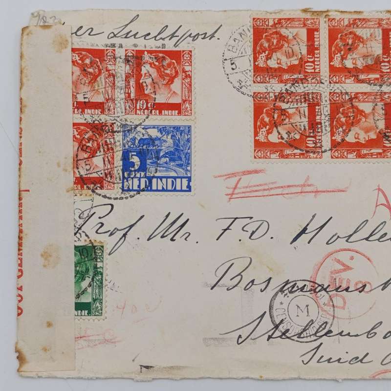 Airmail front with censor label plus Dev 8 and censorship Dept cancellations
