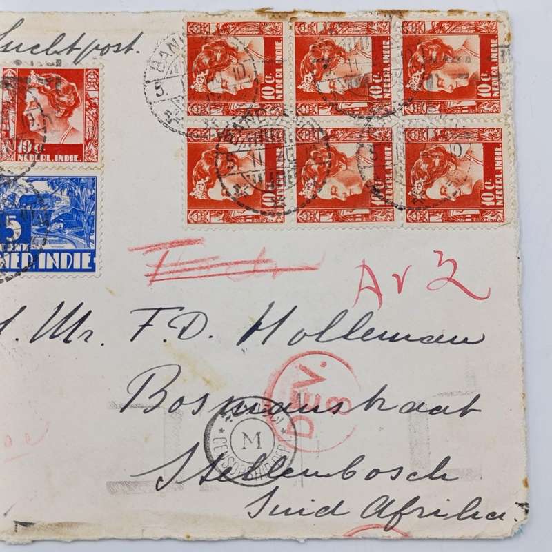 Airmail front with censor label plus Dev 8 and censorship Dept cancellations