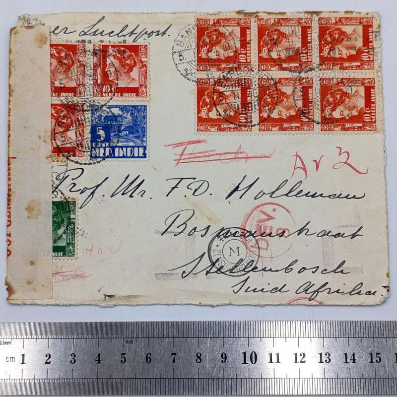 Airmail front with censor label plus Dev 8 and censorship Dept cancellations