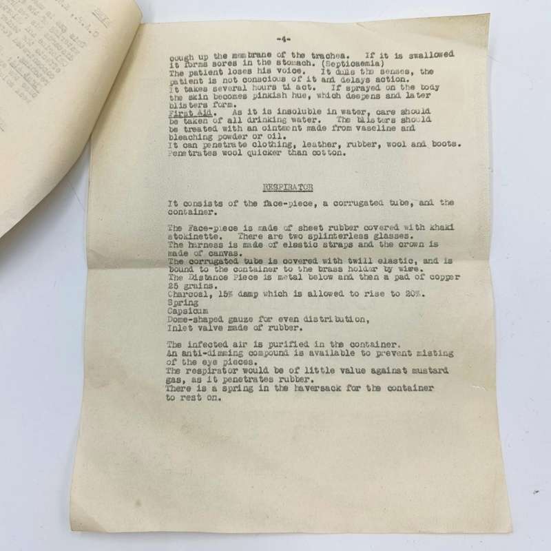 WW2 document for defence against gases