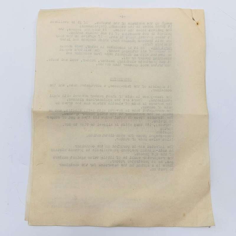 WW2 document for defence against gases