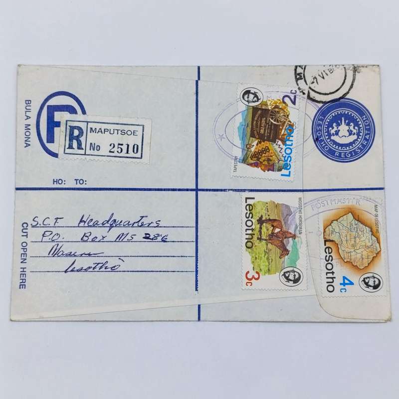 Maputsoe, Lesotho 1978 Postmaster cachet cancellations on Lesotho registered cover