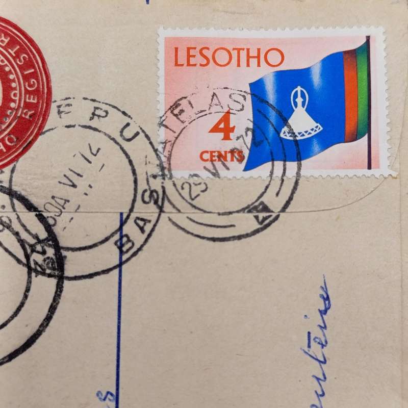 Registered Letter Matelas, Lesotho through Maseru to Bloemfontein, South Africa