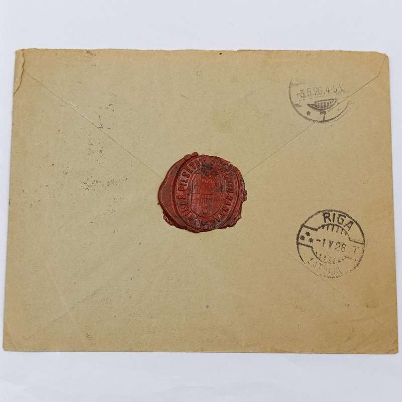 Postal cover RIGA, Latvia to Berlin, Germany with 2 blue Latvia stamps cancelled 30 April 1926