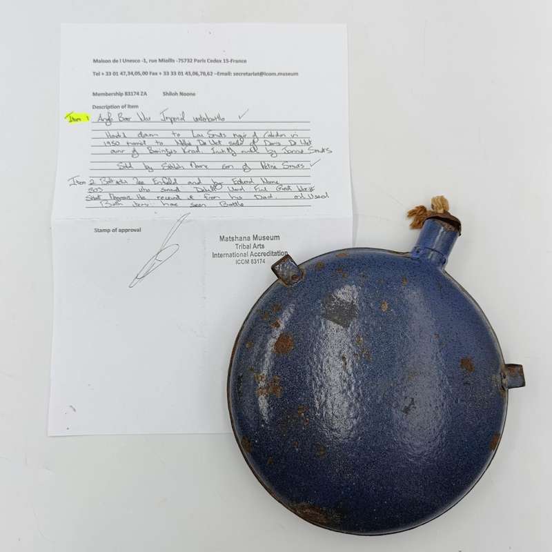 Boer War Pattern 1895 enamel water bottle - initially owned by Jannie Smuts