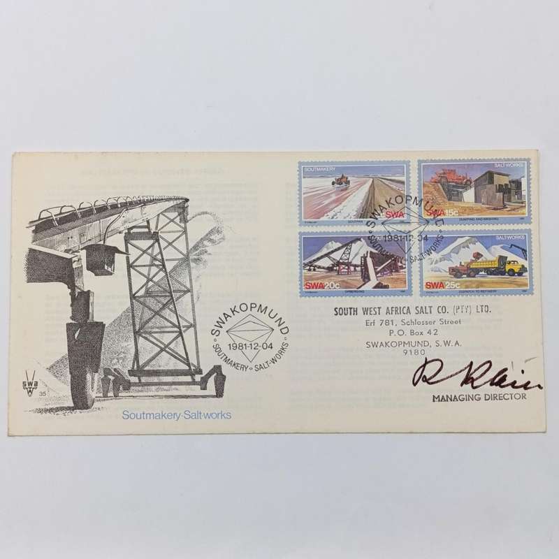 1981 SWA Swakopmund Salt works FDC signed by the Managing Director