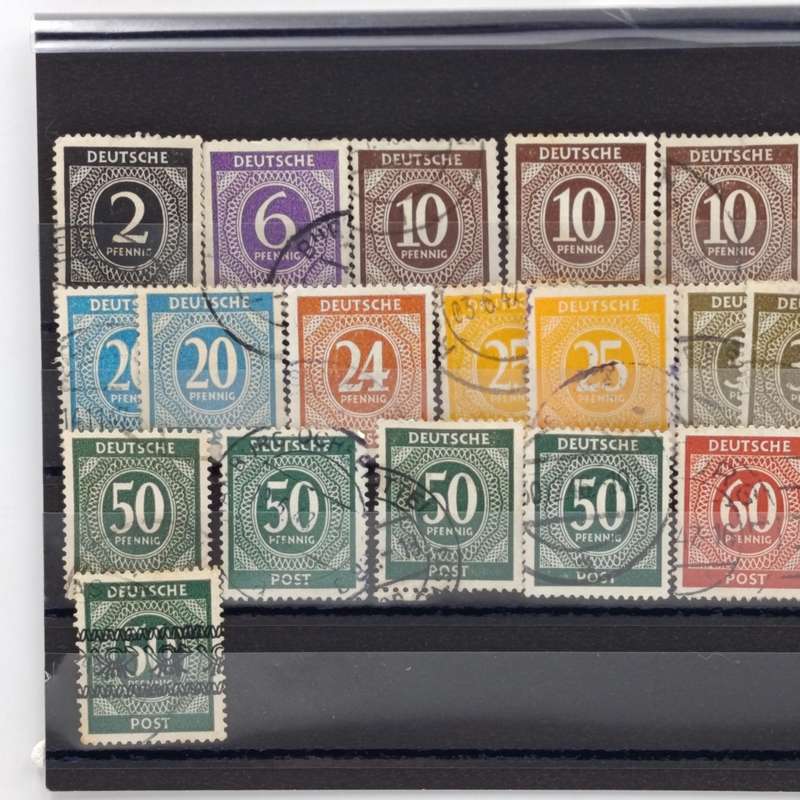Germany 1946 - Lot of 24 Allied occupation zone stamps one with ribbon overprint