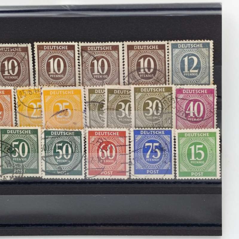 Germany 1946 - Lot of 24 Allied occupation zone stamps one with ribbon overprint