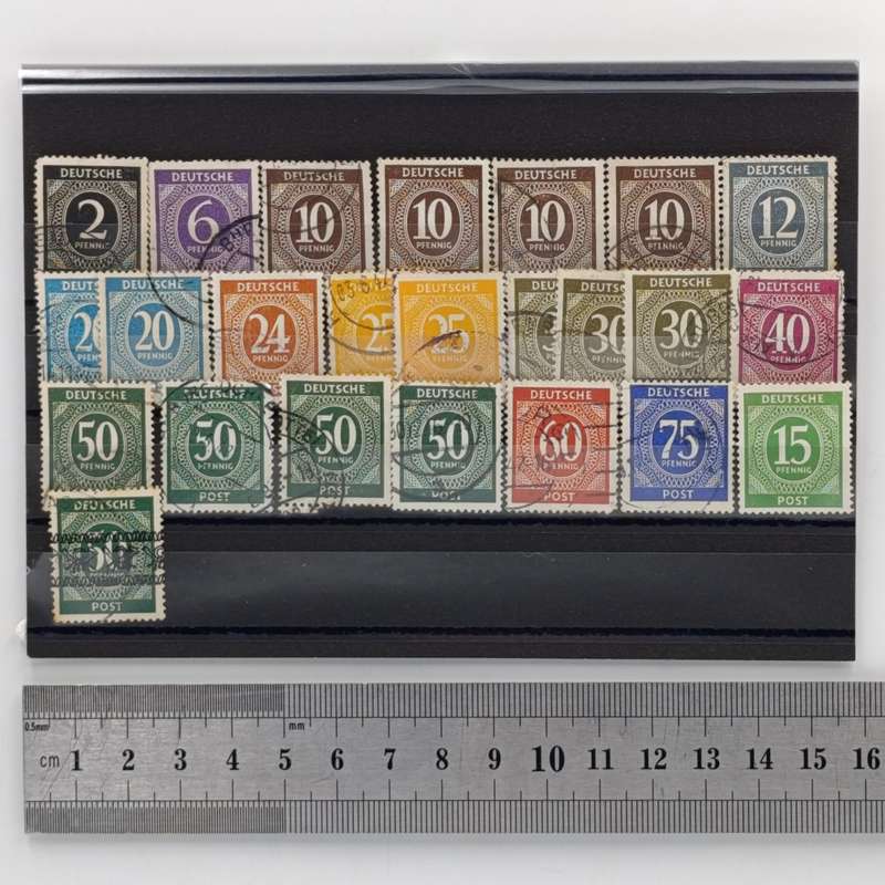 Germany 1946 - Lot of 24 Allied occupation zone stamps one with ribbon overprint