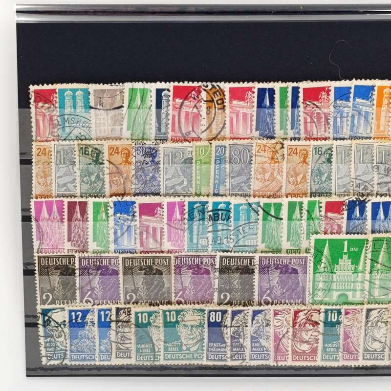 Post WW2 German stamps 1946 to 1949 Pre - Bundespost era - Lot of 87 stamps