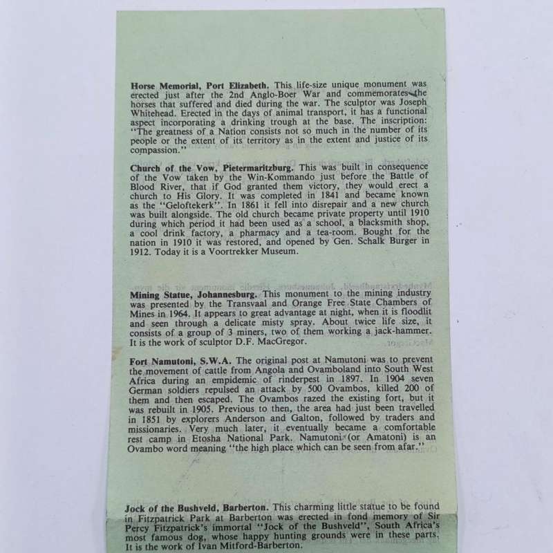 South Africa set of 10 Easter stamps of 1979 with info page