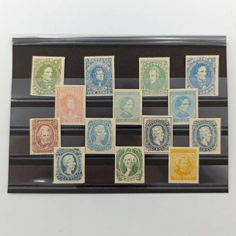 Lot of 14 Early confederate USA stamp cinderellas No1 to 14 Use as fillers for your collection