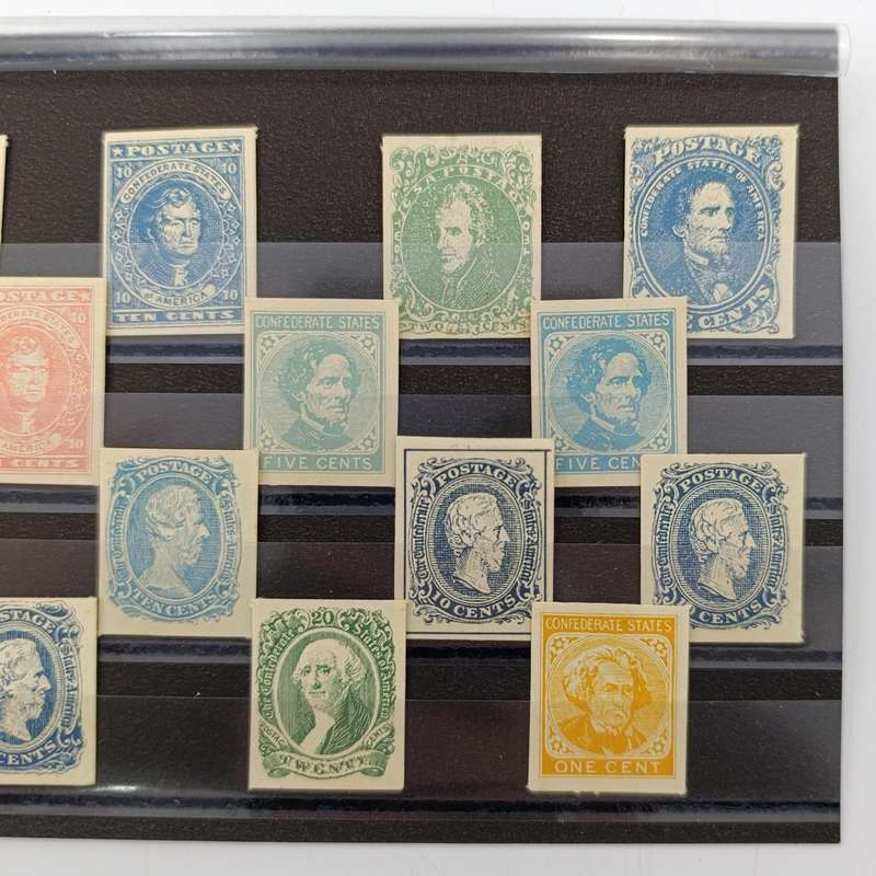 Lot of 14 Early confederate USA stamp cinderellas No1 to 14 Use as fillers for your collection