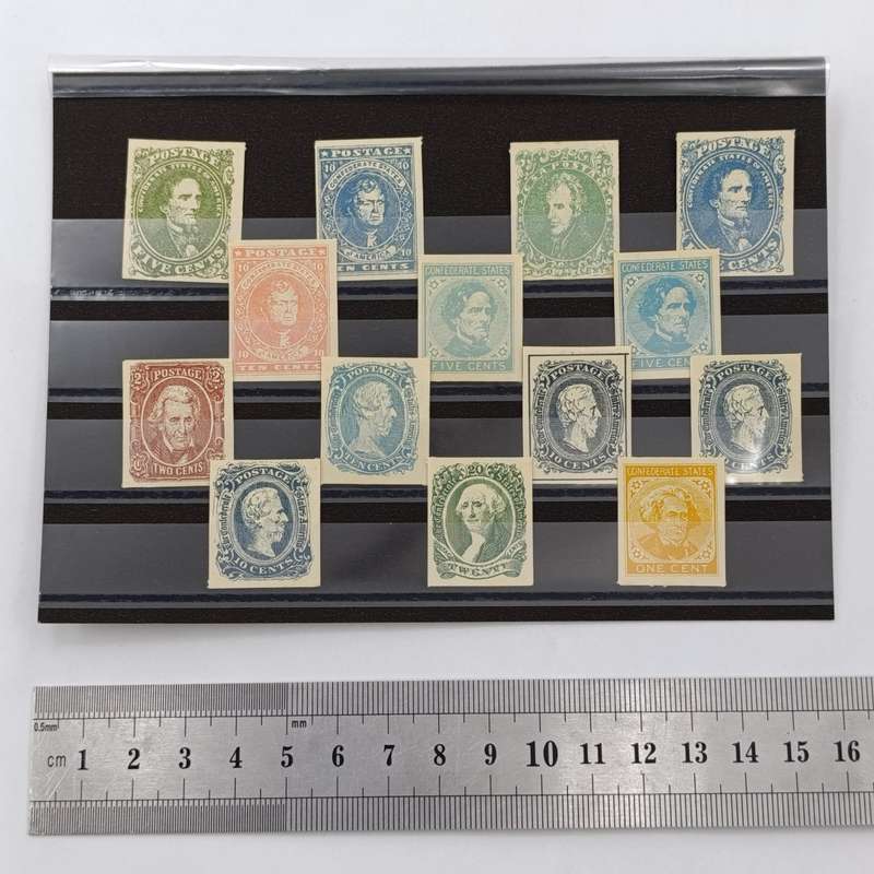 Lot of 14 Early confederate USA stamp cinderellas No1 to 14 Use as fillers for your collection