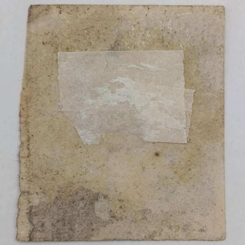 Great Britain 1840 JB corners penny black stamp - Thin bottom margin
