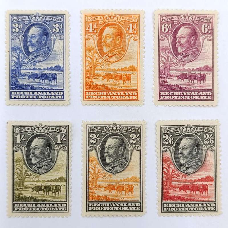 Bechuanaland Protectorate Lot of 6 mint hinged stamps George V up to 2/6