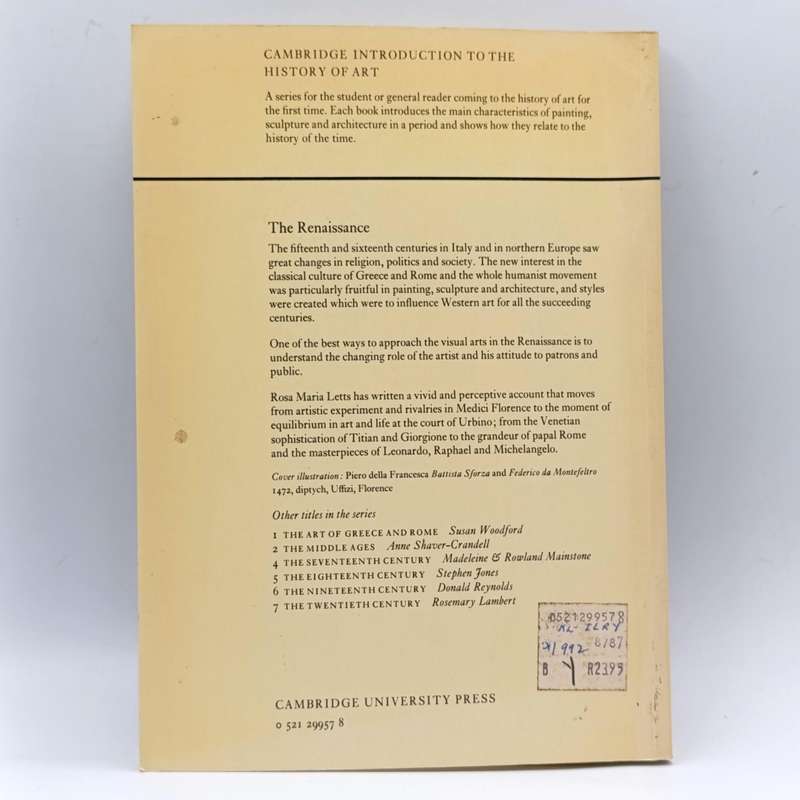 The Renaissance by Rosa Maria Letts - Cambridge Introduction to the History of Art