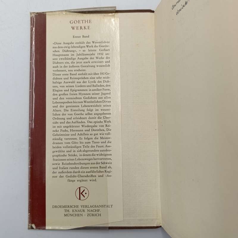 Set of John Wolfgang von Goethe Werke in Zwei Bänden - Volume 1 and 2 - German edition