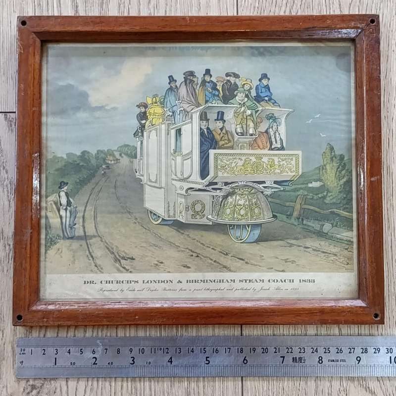 Dr. Church's London and Birmingham Steam coach 1833 print in frame