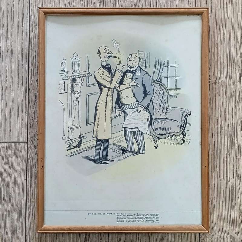 ''Go Gad. Sir, it works'' Antique Rothmans first lighter advertisement in frame