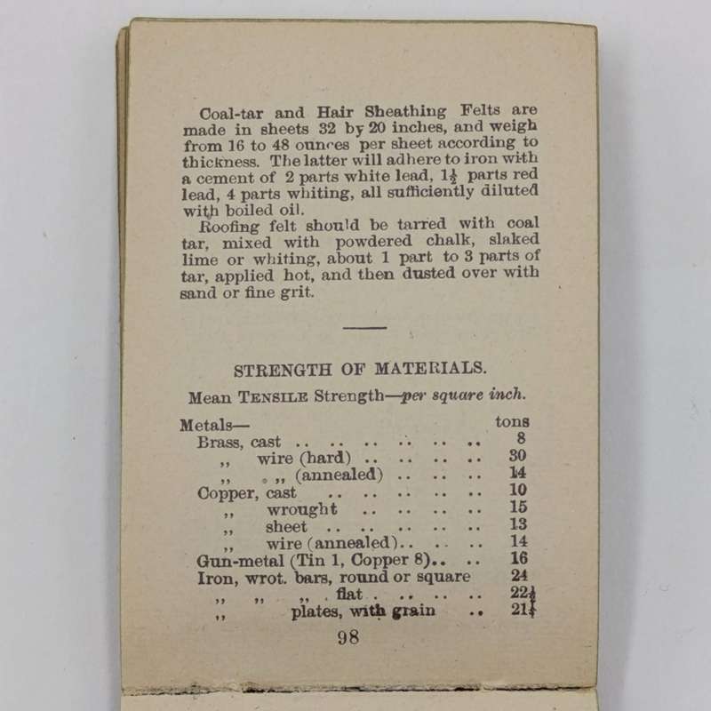 Vintage Spons Engineers Tables pocket booklet