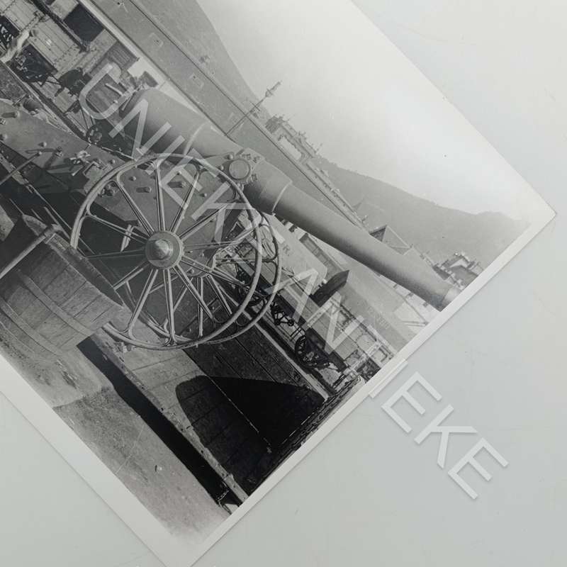 Antique photo reprint of Cannon transported by rail at Cape Town Railway yard